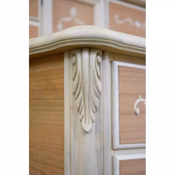 Credenza classica Mobili 2G con 2 porte e 2 cassetti in legno di pino grezzo L: 111 cm, P: 40 cm, H: 91 cm – 2