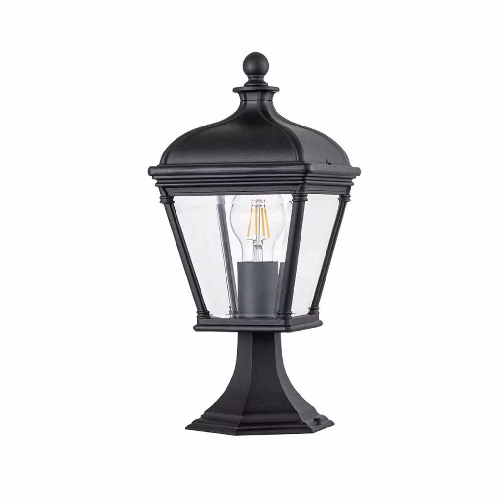 Lampione da esterno classico Elstead Bayview nero con vetro trasparente e attacco E27 60W – 2