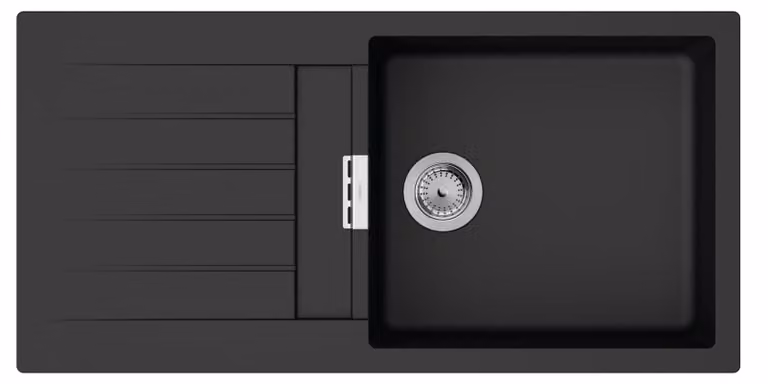 Lavello da incasso SilicaTec, dimensioni 980x480 mm, colore grigio grafite, con superficie di scolo