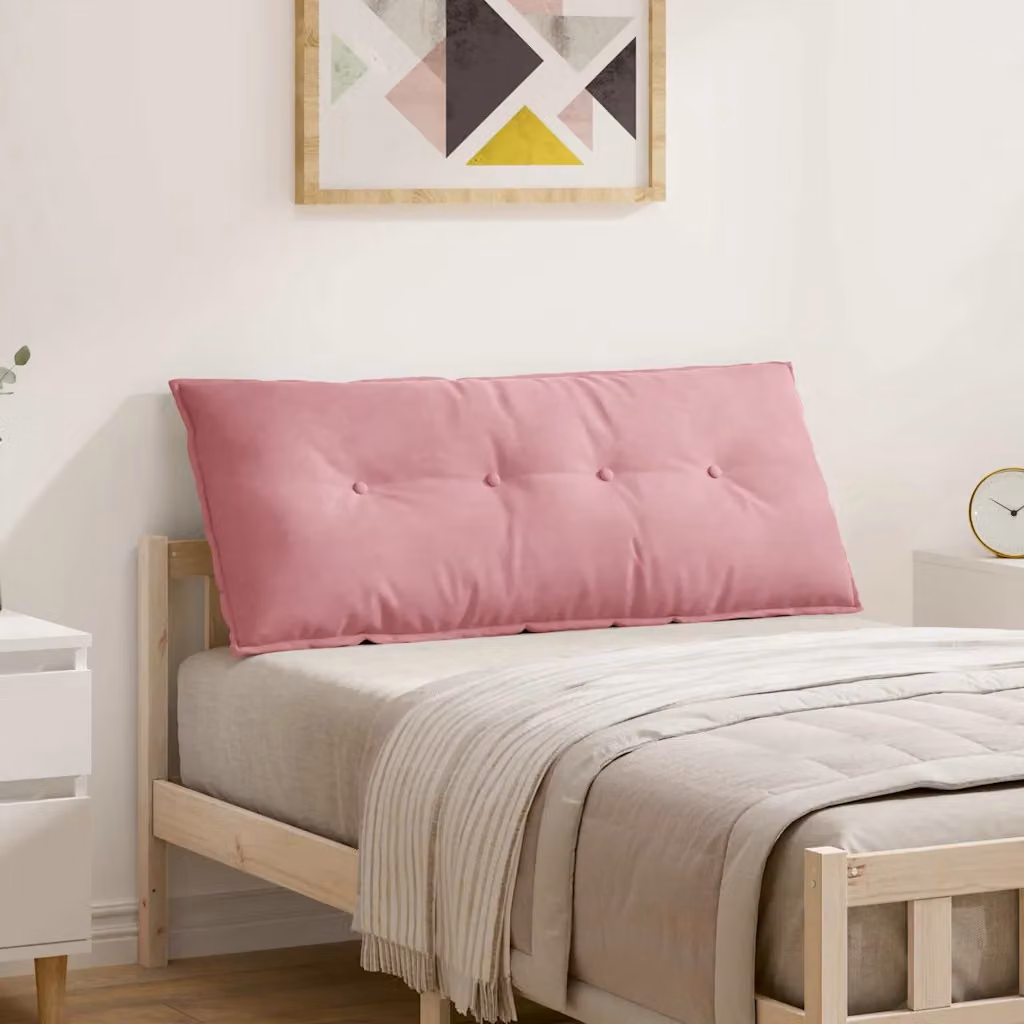 vidaXL Cuscino per Schiena Rosa in Tessuto di Velluto a Costine con Rivestimento Rimovibile L: 120 cm, P: 50 cm