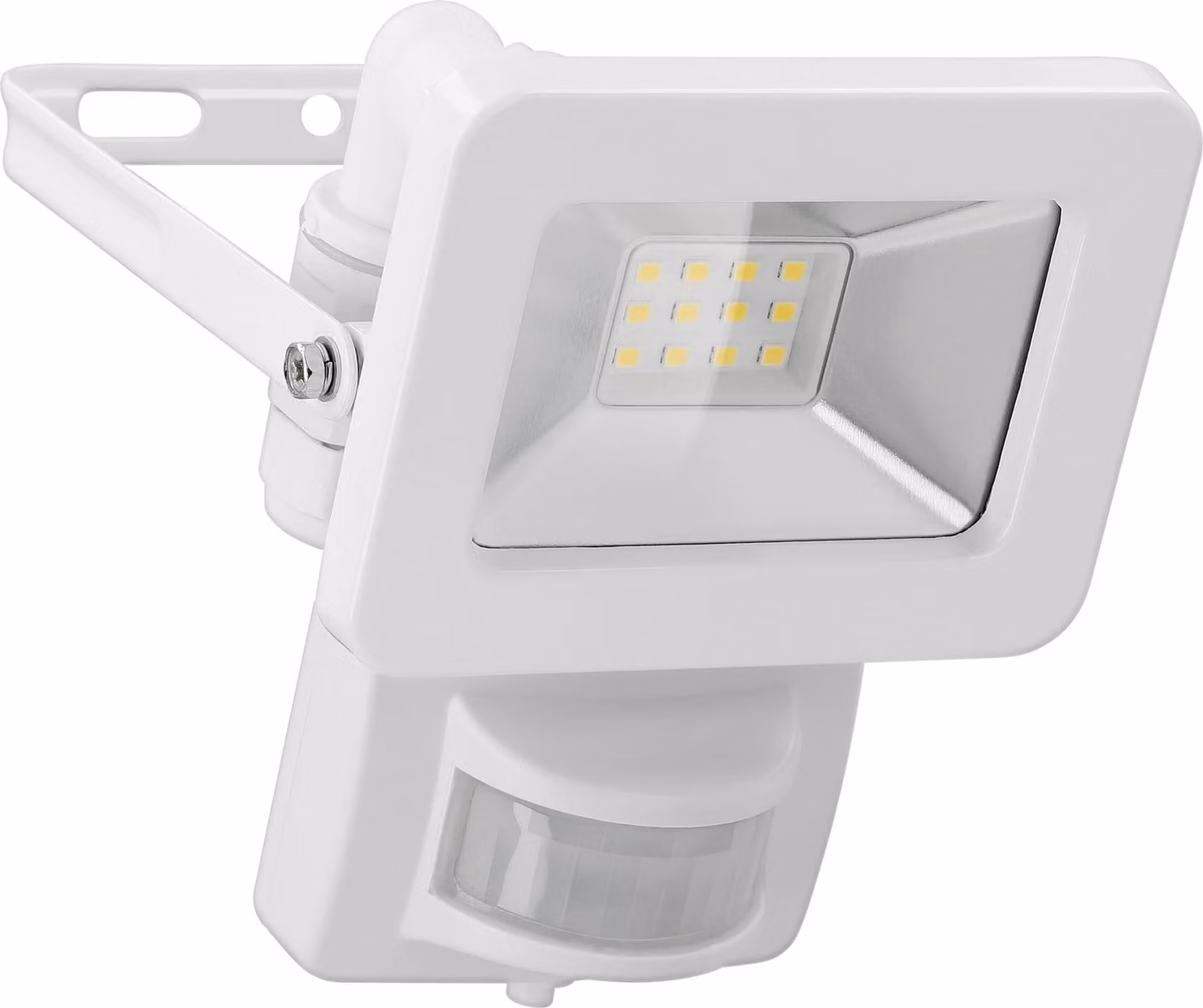 goobay Faretto LED da esterno, 10 W, con rilevatore di movimento con 850 lm, luce bianca neutra 4000 K, sensore PIR e pressacavo M16 bianco