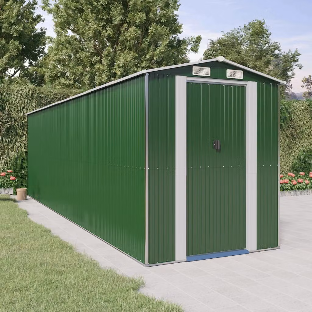 Capanno da Giardino vidaXL in Acciaio Zincato Verde L: 689 cm, P: 192 cm, H: 223 cm