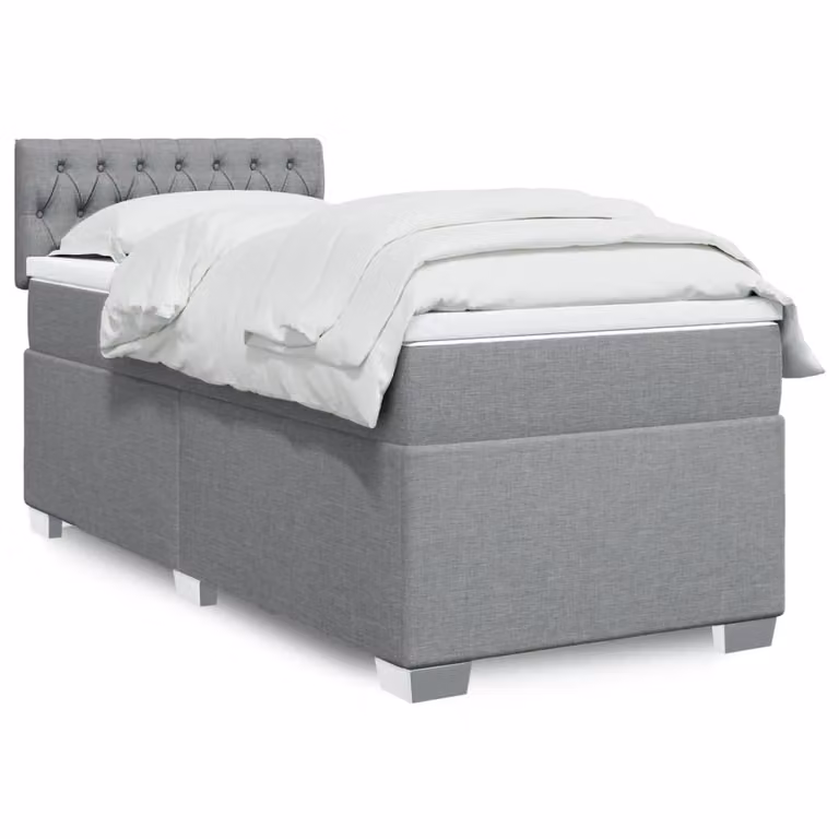 vidaXL Giroletto a Molle con Materasso Ibrido in Tessuto Grigio Chiaro L/P/H: 100 x 200 cm