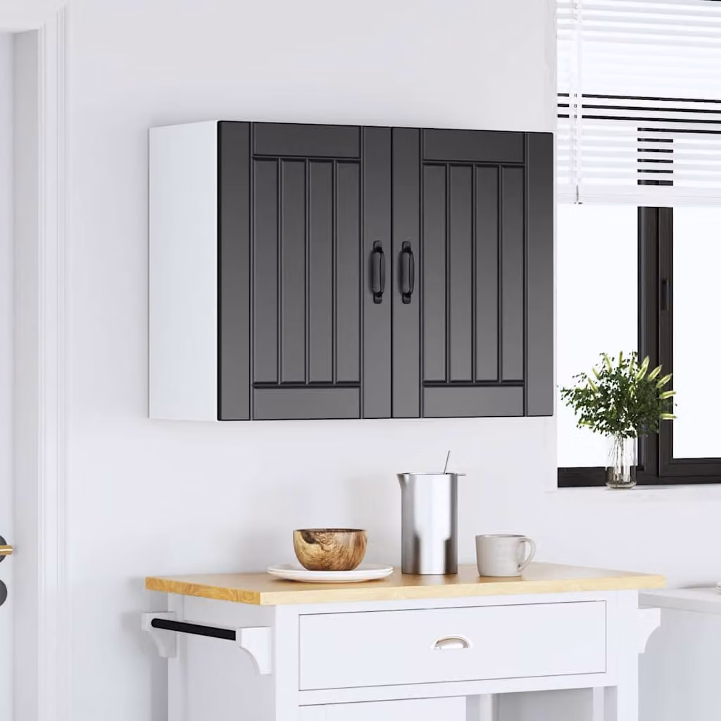 vidaXL Pensile da Cucina Lucca Nero in Legno Multistrato