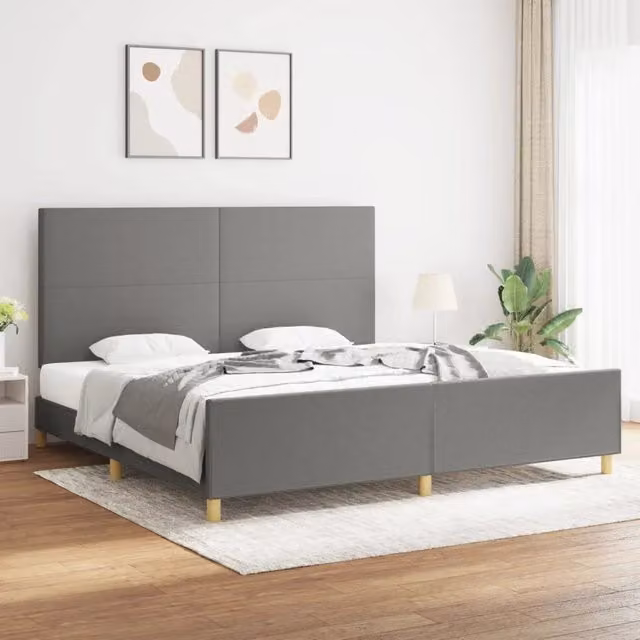 Giroletto senza Materasso Grigio Scuro 200x200 cm Tessuto 3124920