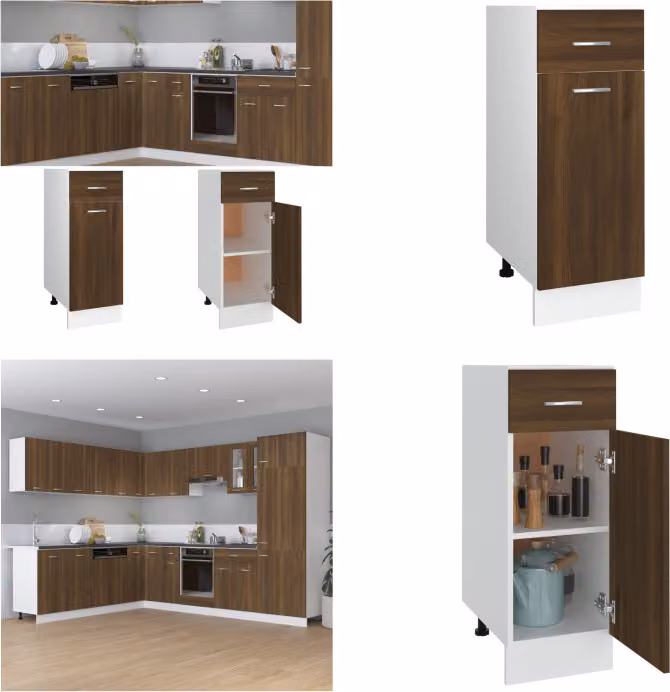 vidaXL Mobiletto base con cassetto effetto rovere marrone 30x46x81,5 cm - Mobiletto da cucina - Mobiletti da cucina - Mobili da cucina - Mobiletto contenitore