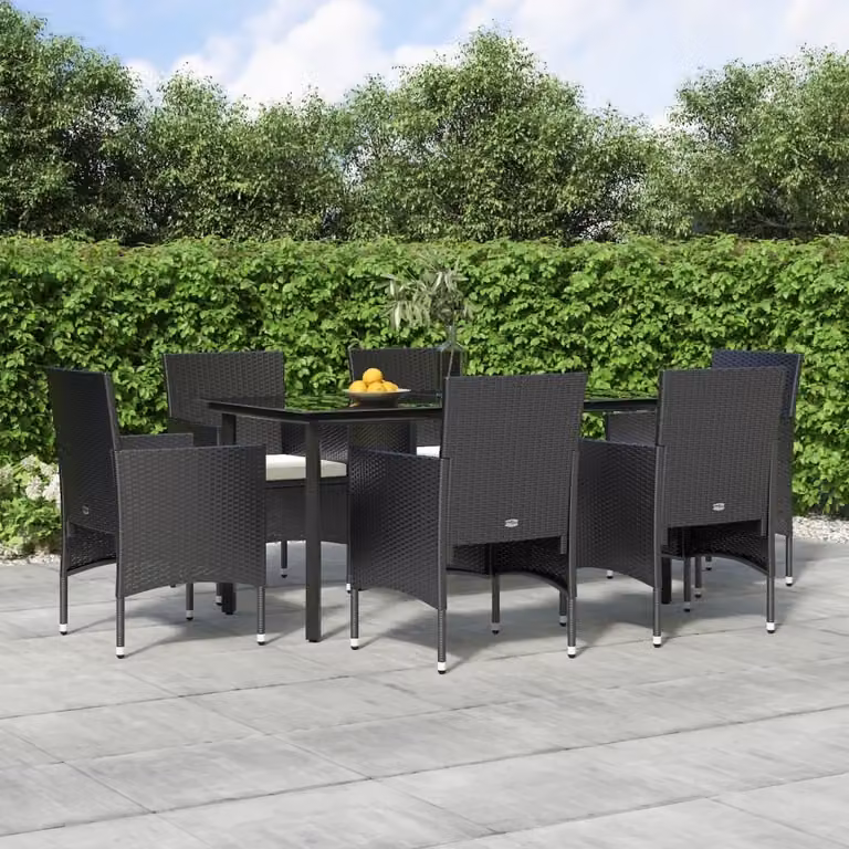 Maison Exclusive - Set da pranzo da giardino da 7 pezzi con cuscini, nero