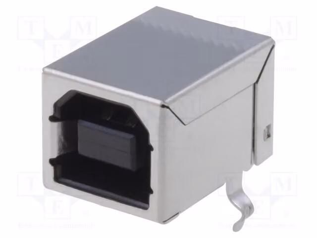 1 connettore a 90° USB 2.0, tipo USB B, per montaggio su circuito stampato, placcato in oro, compatibile con USB-B-S-RA e IEEE1394