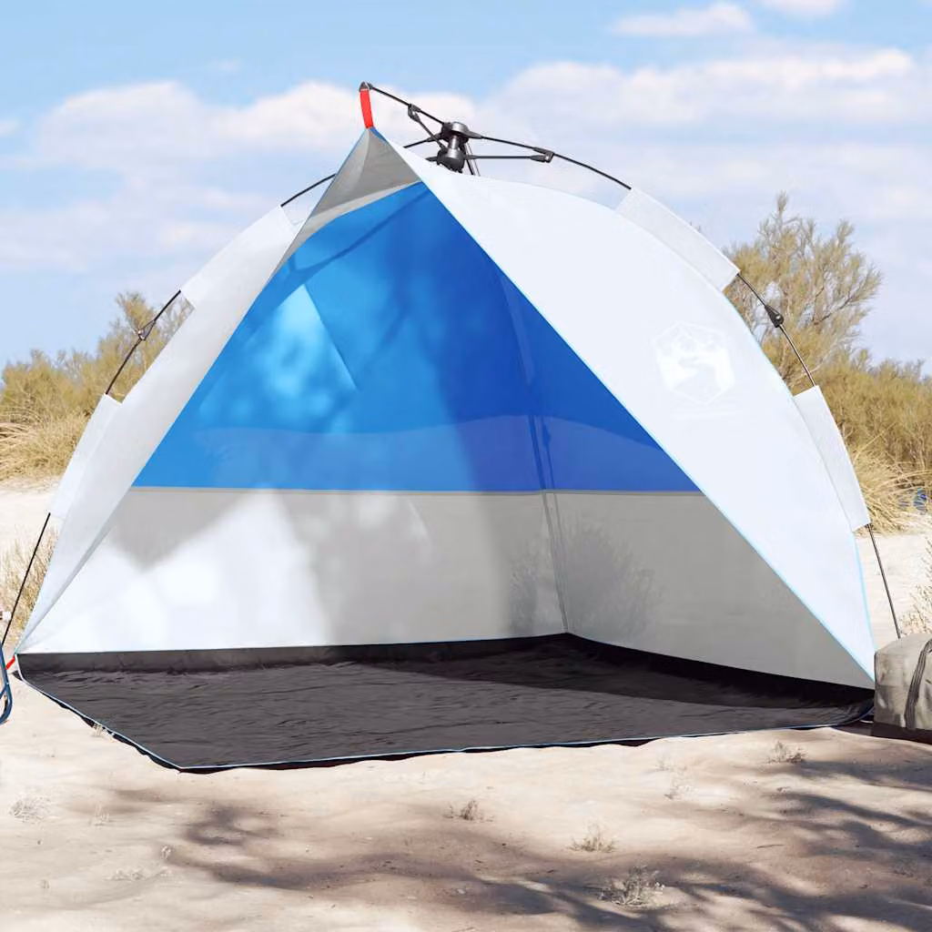 Tenda da spiaggia vidaXL impermeabile con rilascio rapido, blu, L/P/H: 205 x 200 x 115 cm