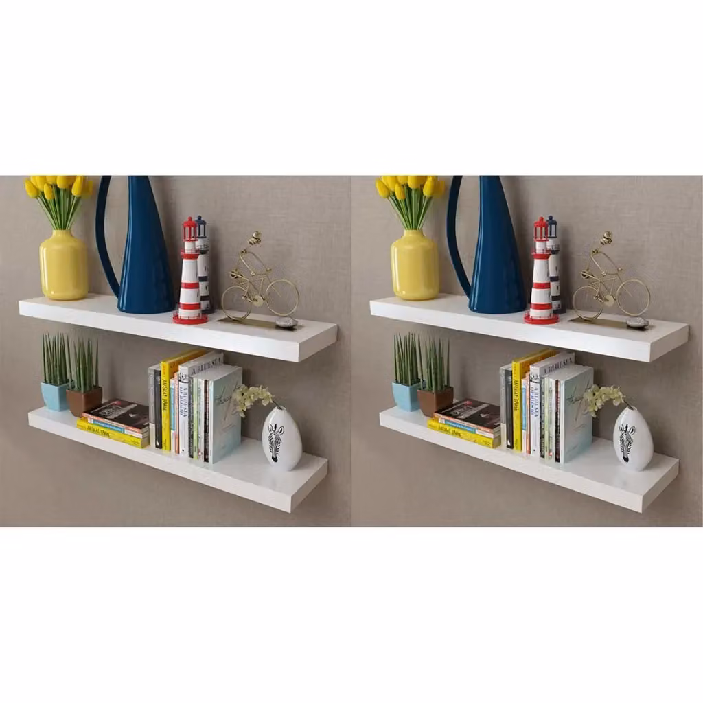 Set di 4 mensole a parete DESIGN IN in MDF bianche, larghezza: 80 cm – 2