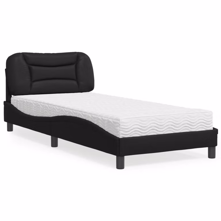 Letto con Materasso Hvar vidaXL in Similpelle Nero L/P: 80 x 200 cm