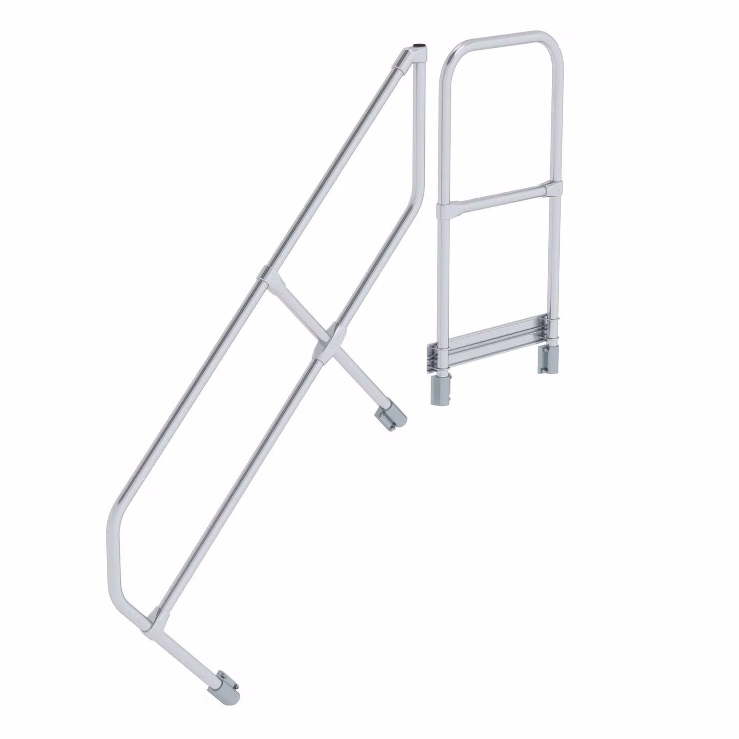 Scala con piattaforma a 45° secondo corrimano per 5 gradini inclinazione 45°