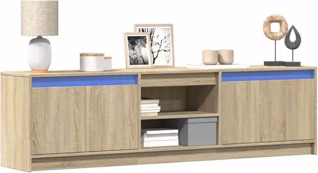 Mobile Porta TV Moderno vidaXL con Illuminazione LED Integrata in MDF Colore Marrone e Beige L: 180 cm, P: 34 cm, H: 50 cm