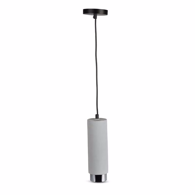 V-TAC VT-864 Lampadario portafaretto pendente 1mt GU10 in gesso grigio con bordo metallo cromato - sku 3135