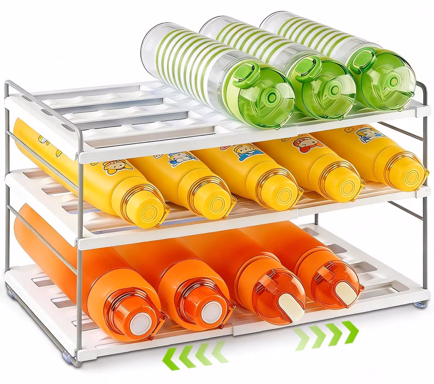 Organizzatore estraibile per cassetti, con scomparti regolabili da 26,5 a 42 cm, ideale per frigorifero e cucina