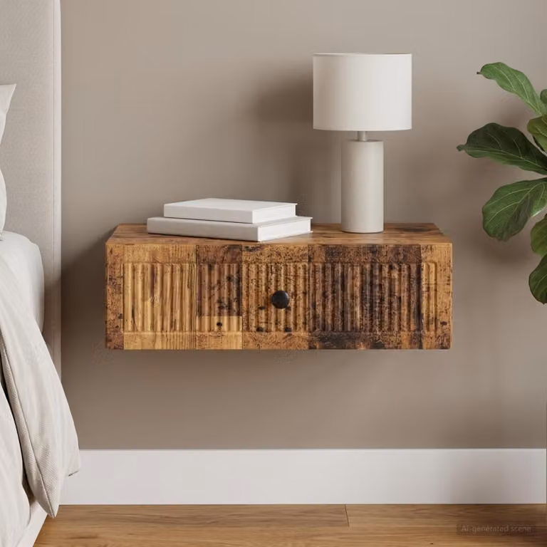vidaXL Tavolino da Parete Laterale in Legno Antico Marrone L: 59 cm, P: 34,5 cm, H: 17 cm