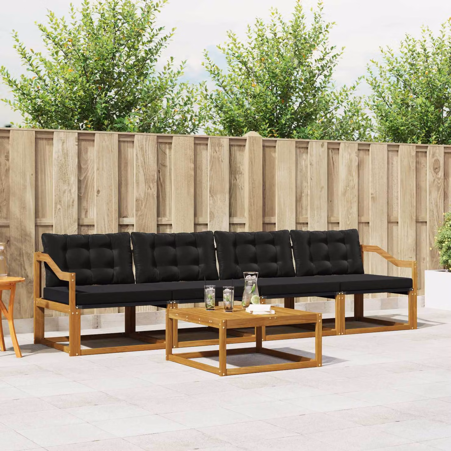 vidaXL Set di divani da esterno 5 pz Naturale e Nero