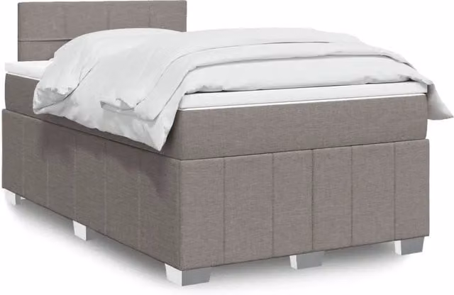 Letto Ibrido con Giroletto a Molle e Materasso vidaXL in Tessuto, Colori Beige, Bianco e Grigio, L/P/H: 120 x 190 x 100,5 cm