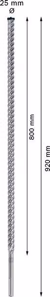 Punta Bosch SDS Max 8x in acciaio inossidabile argento, Diametro: 25 mm, Lunghezza: 800 mm, Altezza: 920 mm – 2