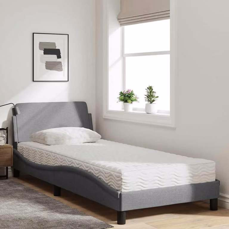 vidaXL Letto con Materasso Dover Grigio Chiaro 90x190 cm in Tessuto