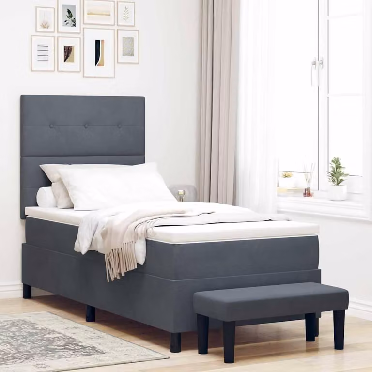 Maison Exclusive - Letto boxspring con testiera grigio scuro 200 x 80 cm in velluto