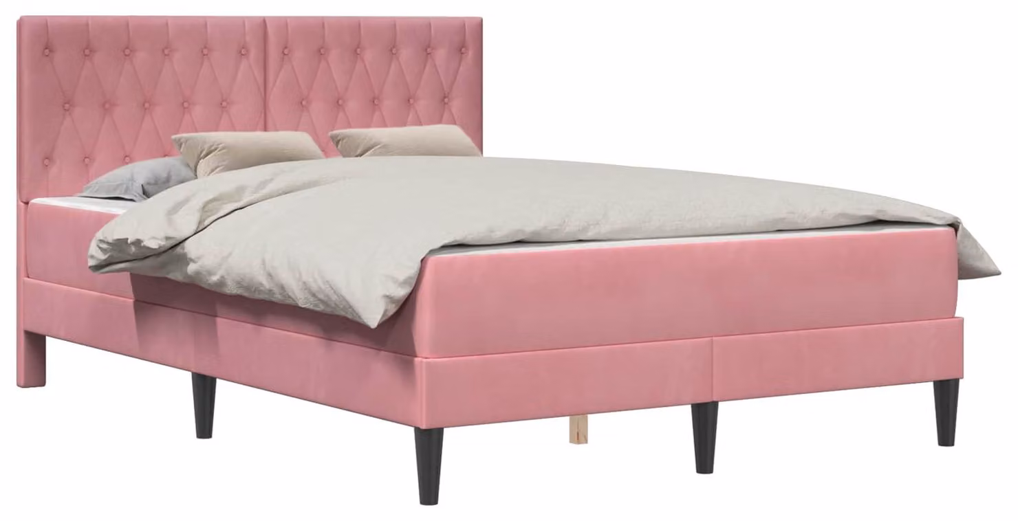 Struttura letto con materasso Rosa 140 x 190 cm Velluto