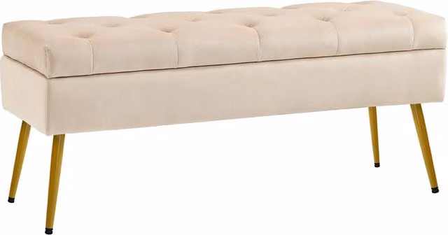 Divanetto Minimal con cassetti in velluto beige L: 102 cm, P: 35 cm, H: 43 cm