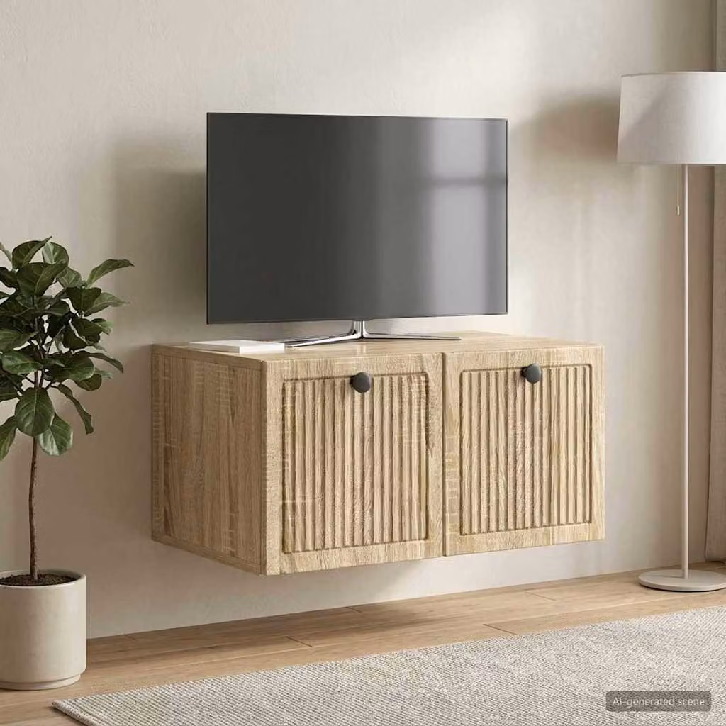 vidaXL Mobile Porta TV da Muro Moderno in Rovere Sonoma, Marrone, L: 59,5 cm, P: 41 cm, H: 30 cm