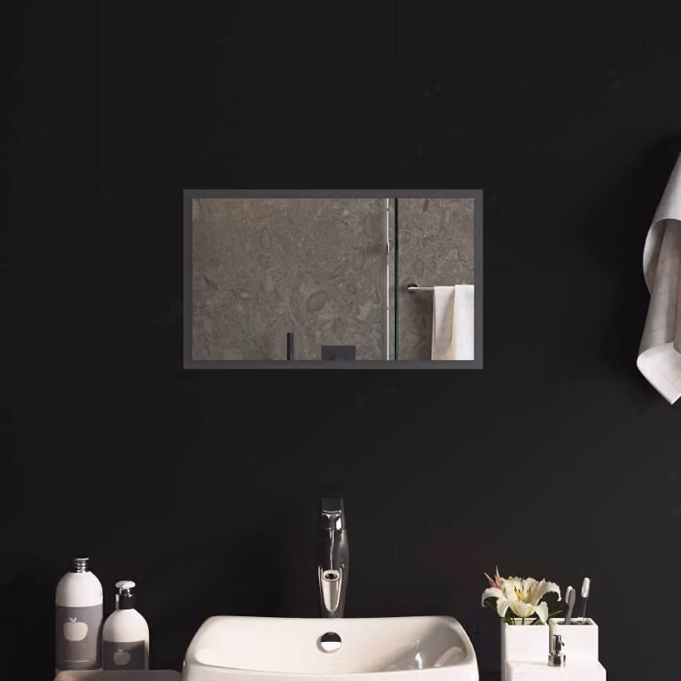 Specchio da bagno moderno vidaXL con luce LED in vetro temperato, L 50 cm x H 30 cm