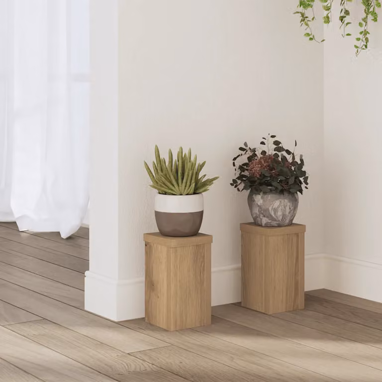 Set di 2 supporti per piante da tavolo vidaXL in legno marrone L/P/H: 10 x 10 x 18 cm