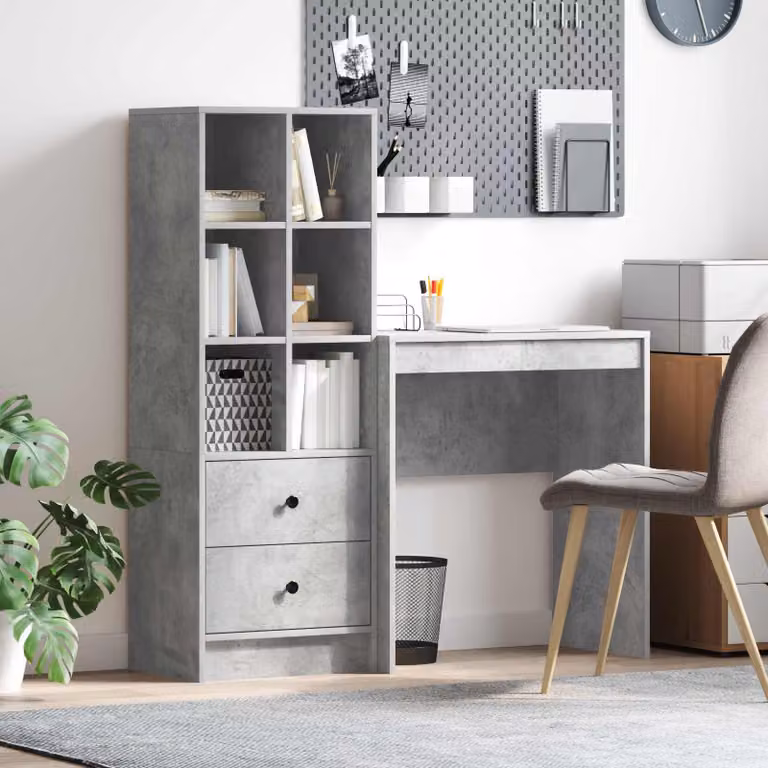 Set di 2 Scrivanie moderne vidaXL in MDF laminato Grigio, L 115,5 cm x P 40 cm x H 127 cm
