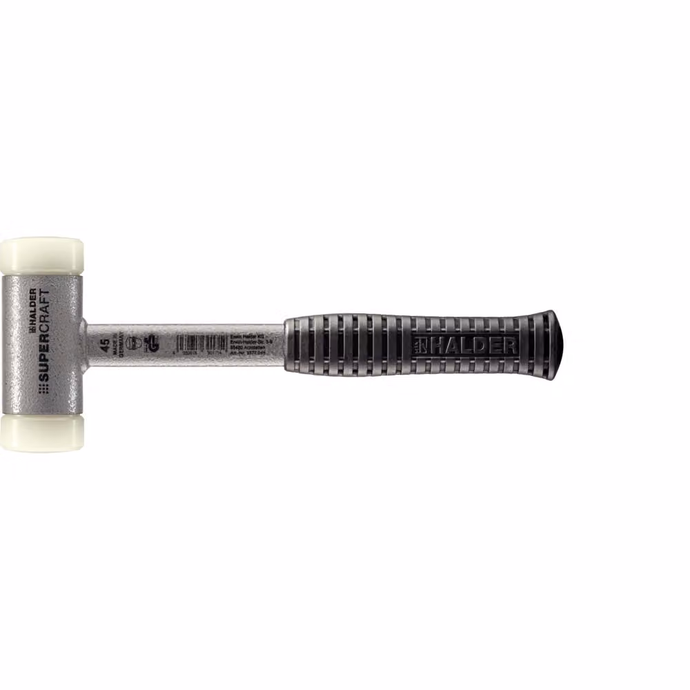 Mazza SUPERCRAFT a facce morbide, non rimbalzante, con manico in acciaio tubolare antisfondamento, Ø 45, nylon