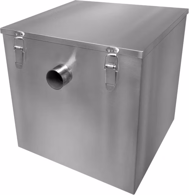 Separatore di grasso commerciale KuKoo in acciaio inox color argento da 60 L con filtro intercettatore per uso professionale da banco L/P/H: 39.0 x 39.0 x 39.0 cm