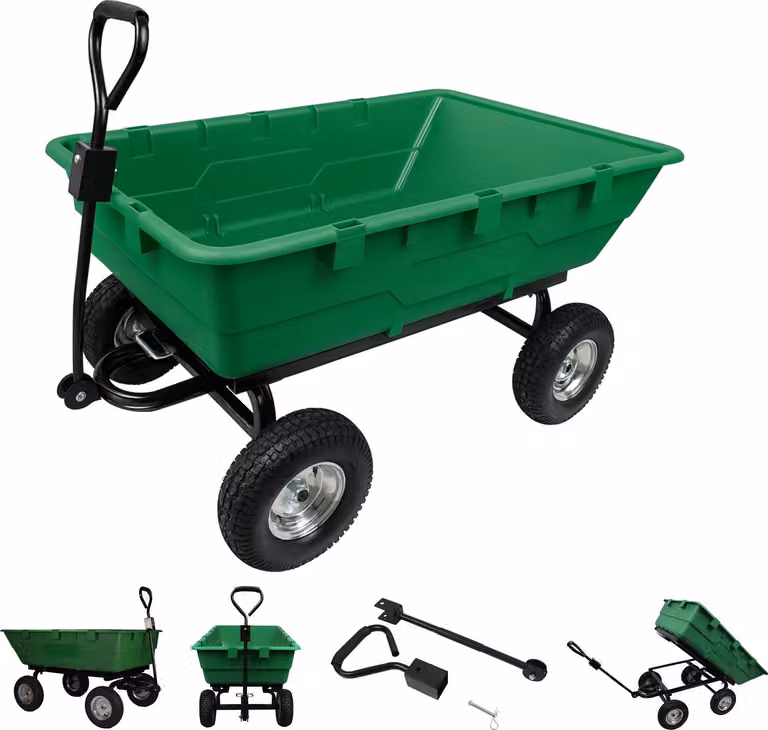 Carrello da giardino XXL 350 litri 500 kg carrello di trasporto carrello con funzione di ribaltamento rimorchio trattore da giardino carrello manuale
