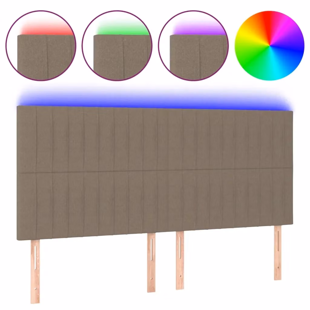 Testiera con LED e porta USB vidaXL in tessuto beige L: 160 cm, P: 5 cm, H: 118-128 cm – 2