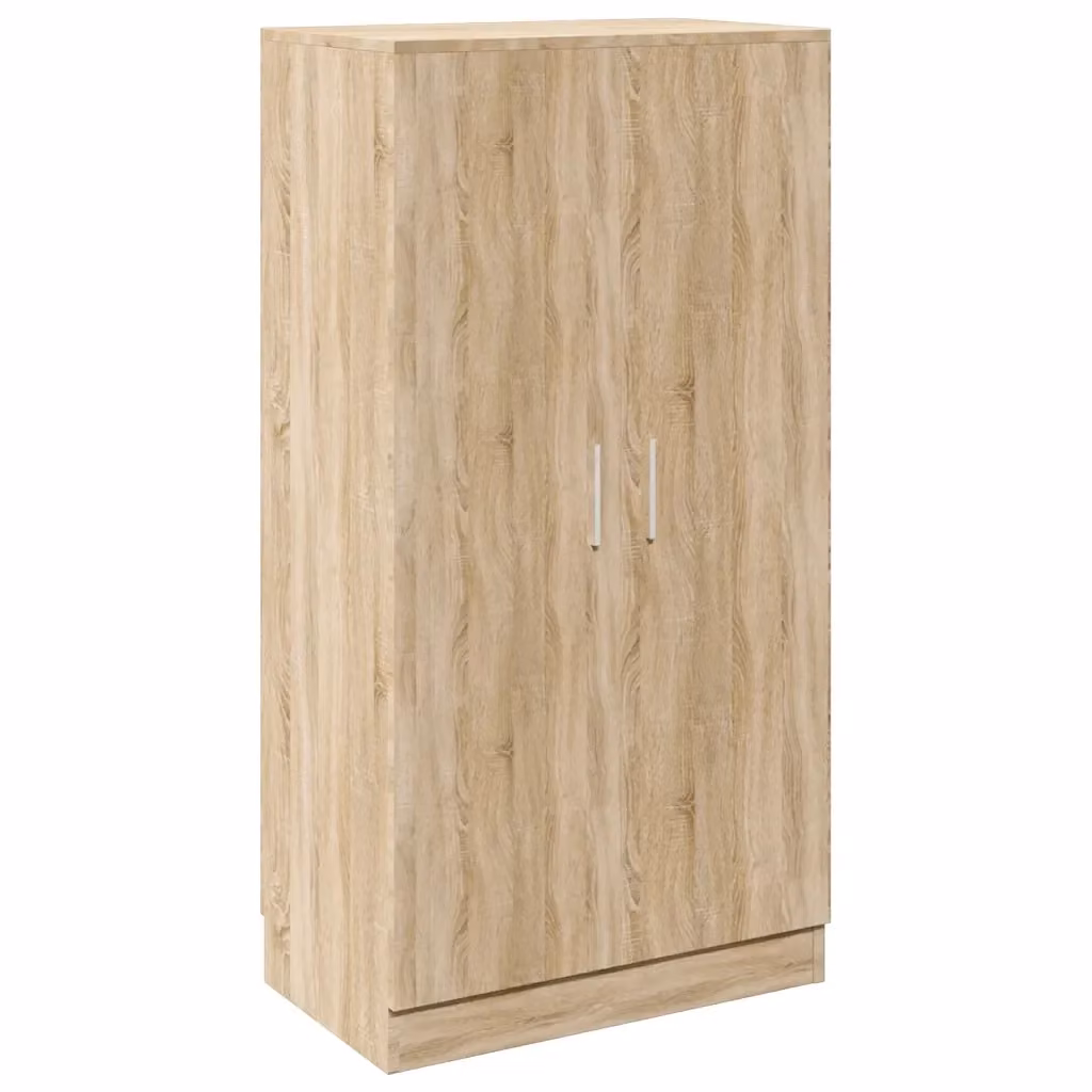 Scarpiera moderna vidaXL in legno color rovere con ante a battente e mensole interne, da appendere al muro, L: 55 cm, H: 108 cm, P: 35 cm – 2