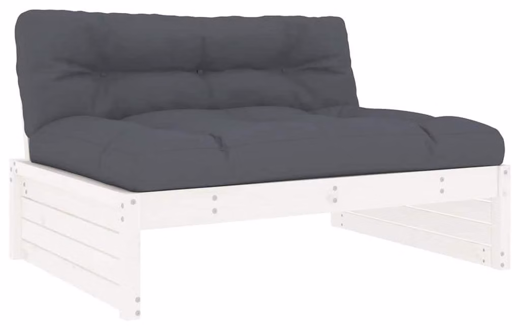 Panca centrale in legno con cuscino, ideale per giardino e terrazza