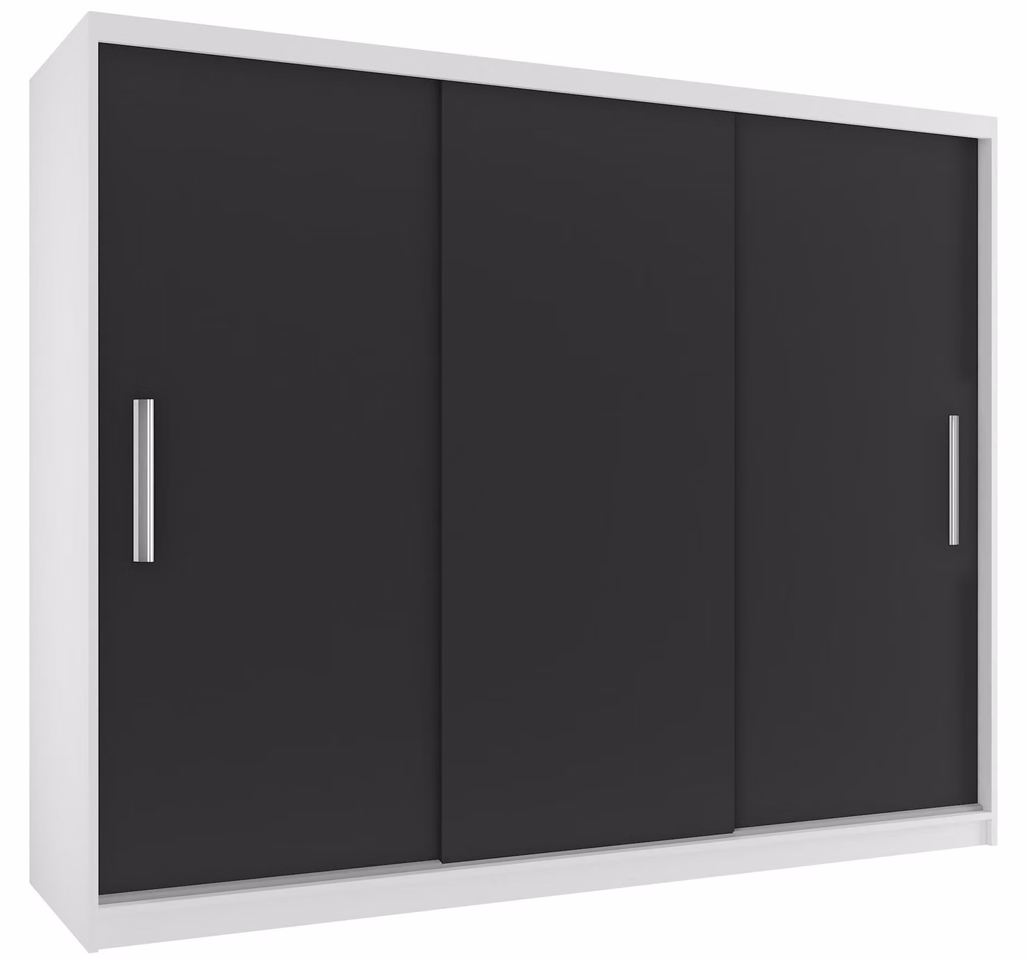 BELINI Verona, armadio scorrevole da 232 cm, bianco/nero opaco - armadio per l'ingresso con asta appendiabiti, ideale per la camera da letto