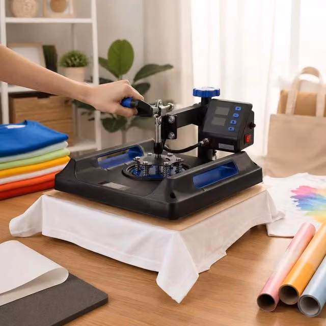 Heat Press Transfer Press 38x38cm 8 In 1 Tumbler Press T-Shirts Blue