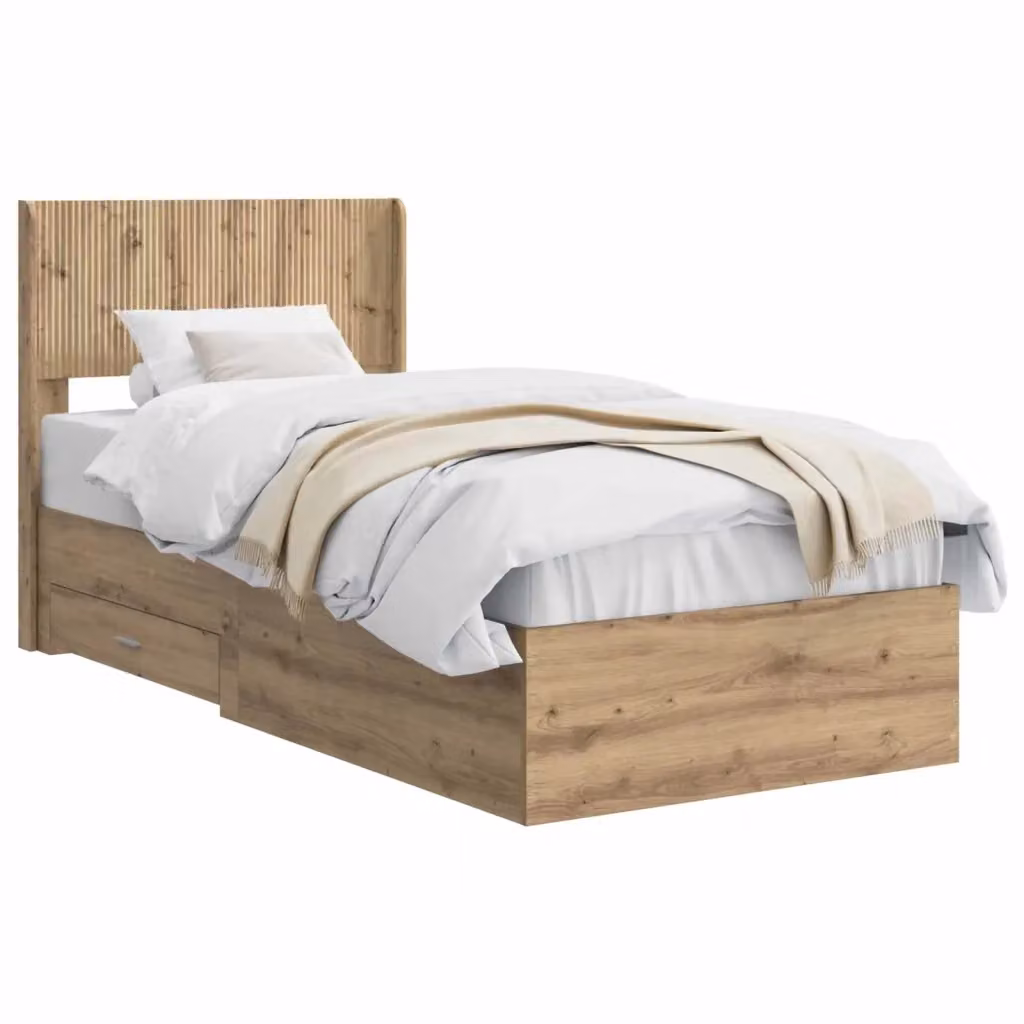 Letto con contenitore e testata vidaXL in legno Rovere, colore Marrone – 2