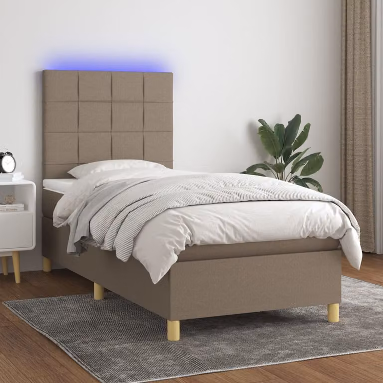 Maison Exclusive - Letto a Molle con Materasso e LED Tortora 80x200 cm in Tessuto