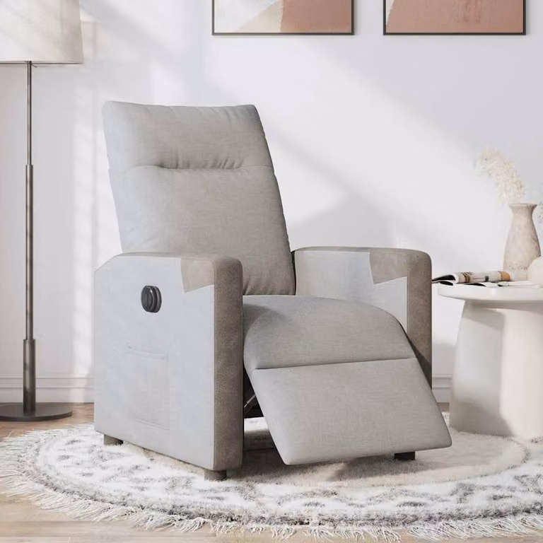 vidaXL Poltrona Elettrica Reclinabile Grigio Nuvola in Tessuto