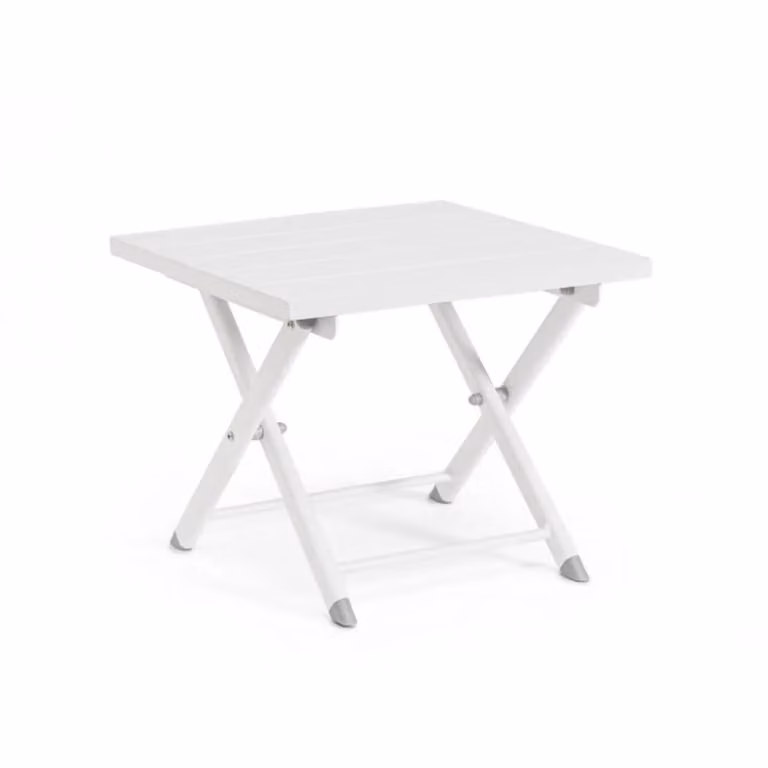 Tavolino TAYLOR in alluminio bianco, pieghevole