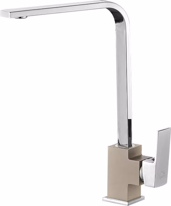 Kvadrato Chrome Beige Laveo Miscelatore per lavello con bocca a L