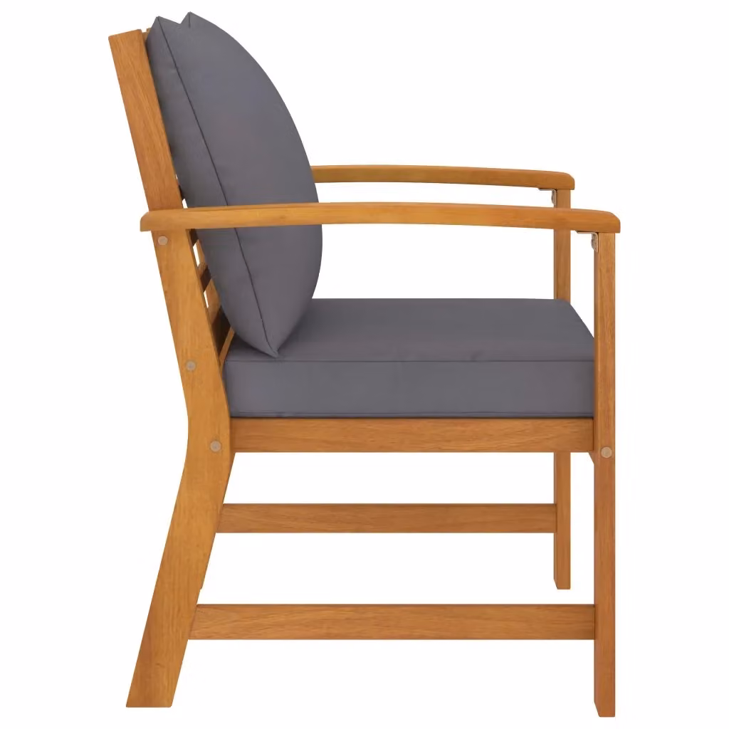 Set di 2 sedie da giardino con cuscini vidaXL in legno di acacia oliato e tessuto grigio con braccioli – 2