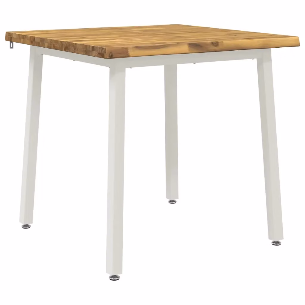 Tavolo quadrato moderno vidaXL in legno di acacia bianco con bordo naturale L: 80 cm, P: 80 cm, H: 75 cm – 2