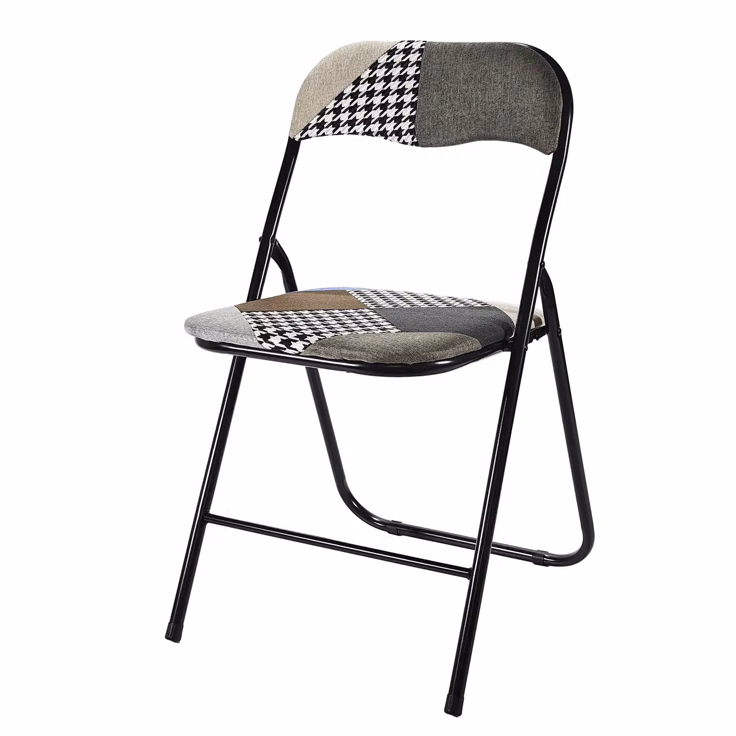 Sedia Pieghevole Patchwork VESTIAMO CASA in tessuto multicolore con struttura in metallo nero, H 78 x L 44 x P 43 cm
