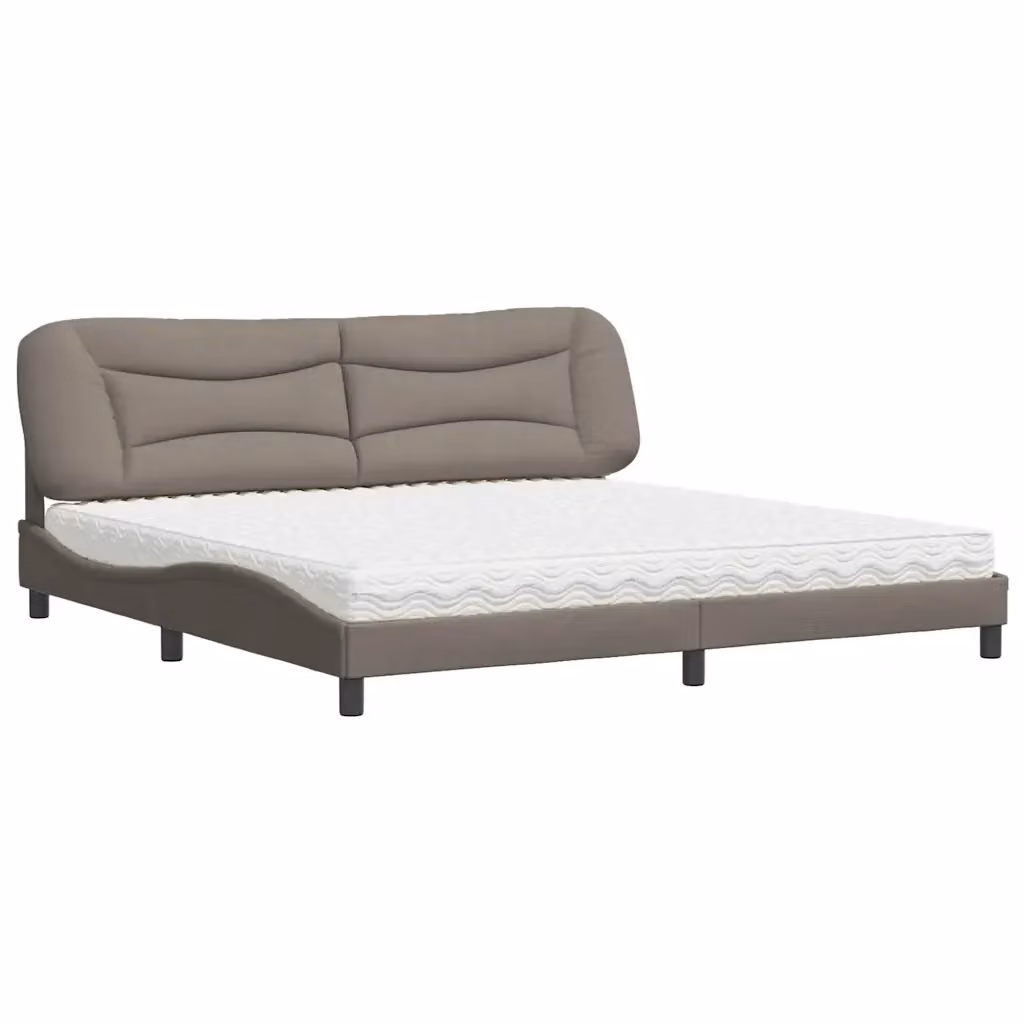 Letto con Materasso Hvar vidaXL in Tessuto Beige e Grigio L/P: 200 x 200 cm – 2