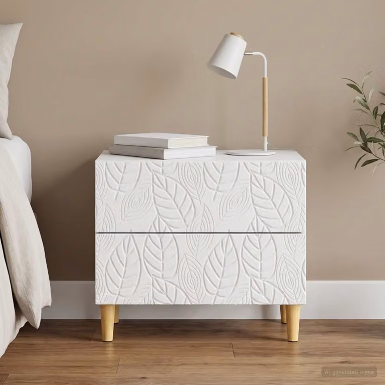 Comodino moderno vidaXL in legno bianco L: 62 cm, P: 34,5 cm, H: 48 cm