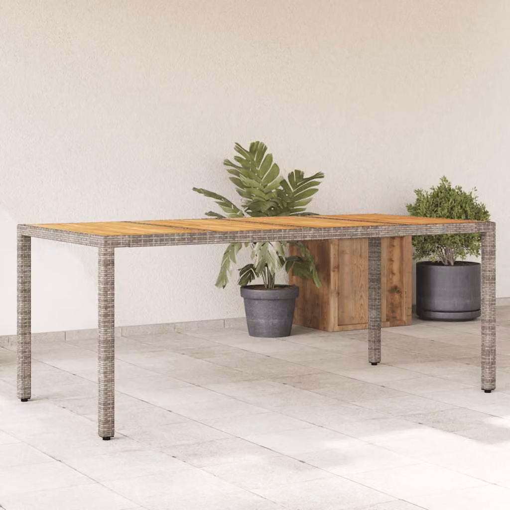 Tavolo da giardino vidaXL moderno in polyrattan e legno di acacia con piano grigio L: 190 cm, P: 90 cm, H: 75 cm